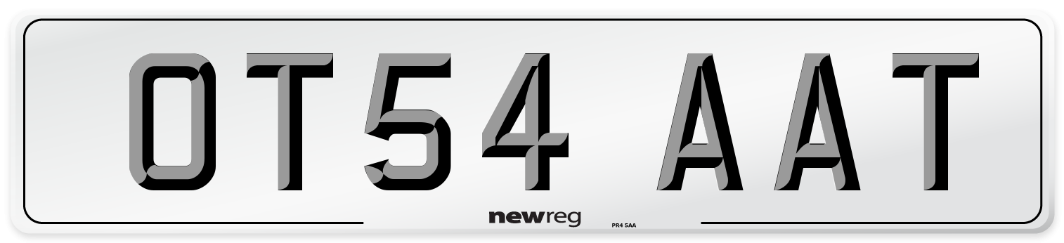 OT54 AAT Number Plate from New Reg